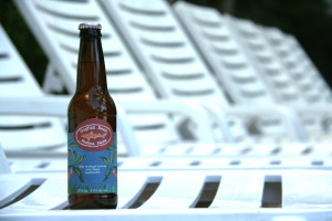 Enjoy a peach Berliner Weisse seasonal summer craft beer by the pool.